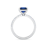 Blue Emerald Sapphire Solitaire with Diamond Pave