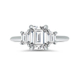 Emerald Cut Lab Diamond Engagement Ring | Trapezoid Accent Stones