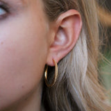 Beaded 9K Gold Hoops