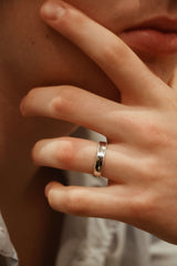 Half Round with Millgrain Edge Mens Wedding Ring