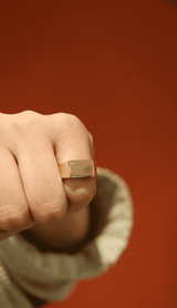 Men's Solid Signet Wedding Ring with Diamond Accent