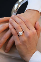 Pear Cut Lab Grown Diamond with Marquise and Round Diamond Band Setting