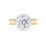 Round Cut Lab Grown Diamond Button Back and Double Pave Band Setting