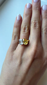 Two Stone Engagement Ring with a Sapphire and Diamond