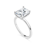 Elongated Cushion Cut Four Claw Solitaire Engagement Ring with Sustainable Lab Diamonds. Deltora Diamonds Sustainable Lab Diamond Bridal Jewellery Australia.