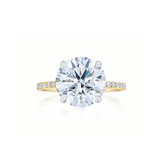 Round Brilliant Cut Four Claw Pavé Band Engagement Ring. Deltora Diamonds Sustainable Lab Diamond Jewellery Australia.