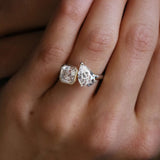 Deltora Diamonds Toi et Moi Pear and Asscher Setting made with sustainable lab diamonds.