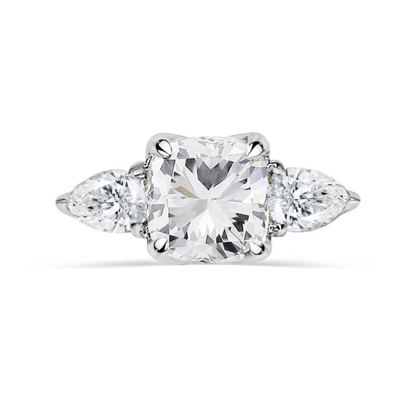Cushion Cut Trilogy Classic with Pear Sides Engagement Ring