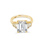 Deltora Diamonds Emerald Cut with Bezel Set Baguettes Setting made with sustainable lab diamonds.