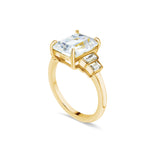 Deltora Diamonds Emerald Cut with Bezel Set Baguettes Setting made with sustainable lab diamonds.