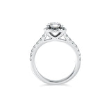 Emerald Cut Halo with Pave Band Engagement Ring. Deltora Diamonds Sustainable Lab Diamond Bridal Jewellery.