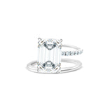 Emerald Cut Pave Wrap Engagement Ring Setting