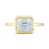 Deltora Diamonds East West Bezel Set Emerald Cut Setting made with sustainable lab diamonds.
