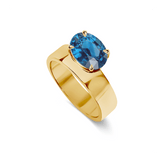 Floating Cobalt Blue Sapphire Cigar Band made with Sustainable Lab Sapphires.