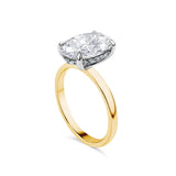 Oval Solitaire with Hidden Halo Four Prong Thin Band Engagement Ring. Deltora Diamonds Sustainable Jewellery with Lab Diamonds Australia.