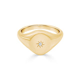 Star Set Lab Grown Diamond Pinky Signet Ring - one left