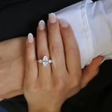 Deltora Diamonds Marquise Cut with pear side stones engagement ring setting.