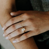 Deltora Diamonds Emerald Cut Thin Band Bezel Set Setting made with Sustainable Lab Diamonds.