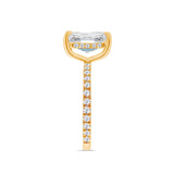 Radiant Cut Solitaire with Hidden Halo and Diamond Pave Band made with Sustainable Lab Diamonds.