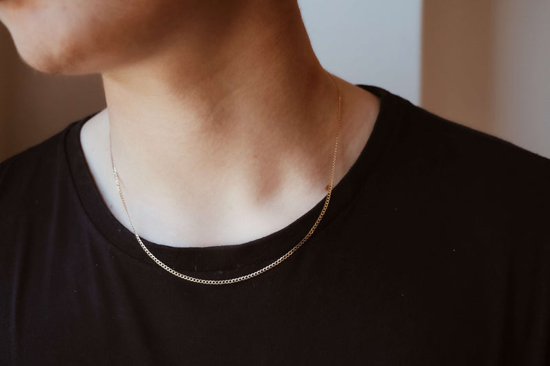 Men's Gold Chain Necklace - Flat Curb