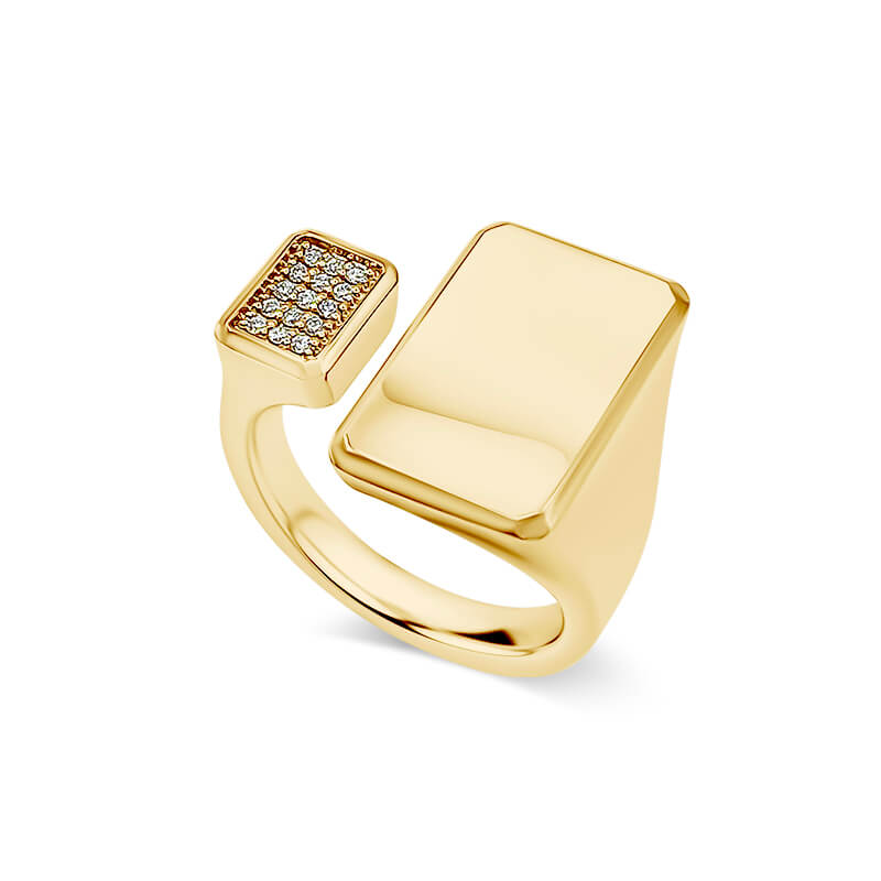 9k Yellow Gold Abstract Ring | Diamond Pave Accents | Deltora | Deltora ...