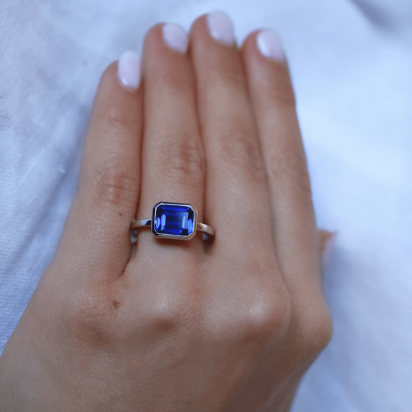 Bezel Set Sapphire Engagement Ring