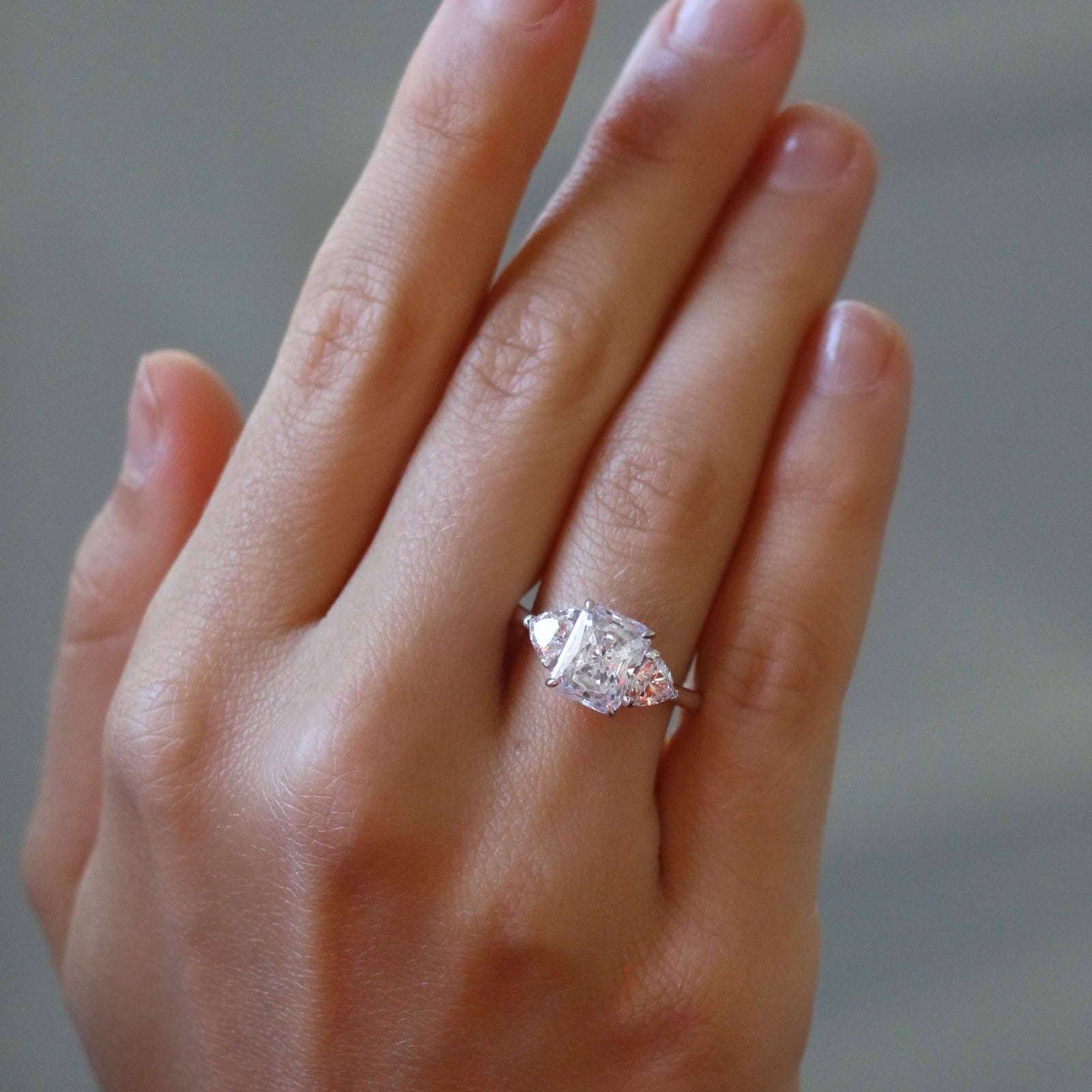 Side Stones Cushion Trilogy Ring Elongated Cushion And Trillion