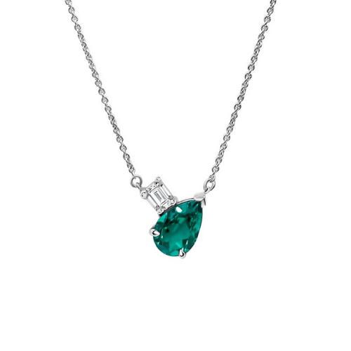 Green Colombian Pear and Emerald Necklace | Bespoke