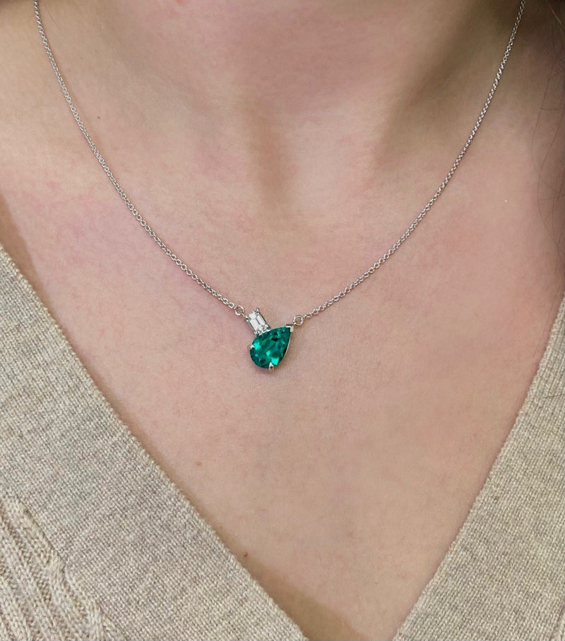 Green Colombian Pear and Emerald Necklace | Bespoke