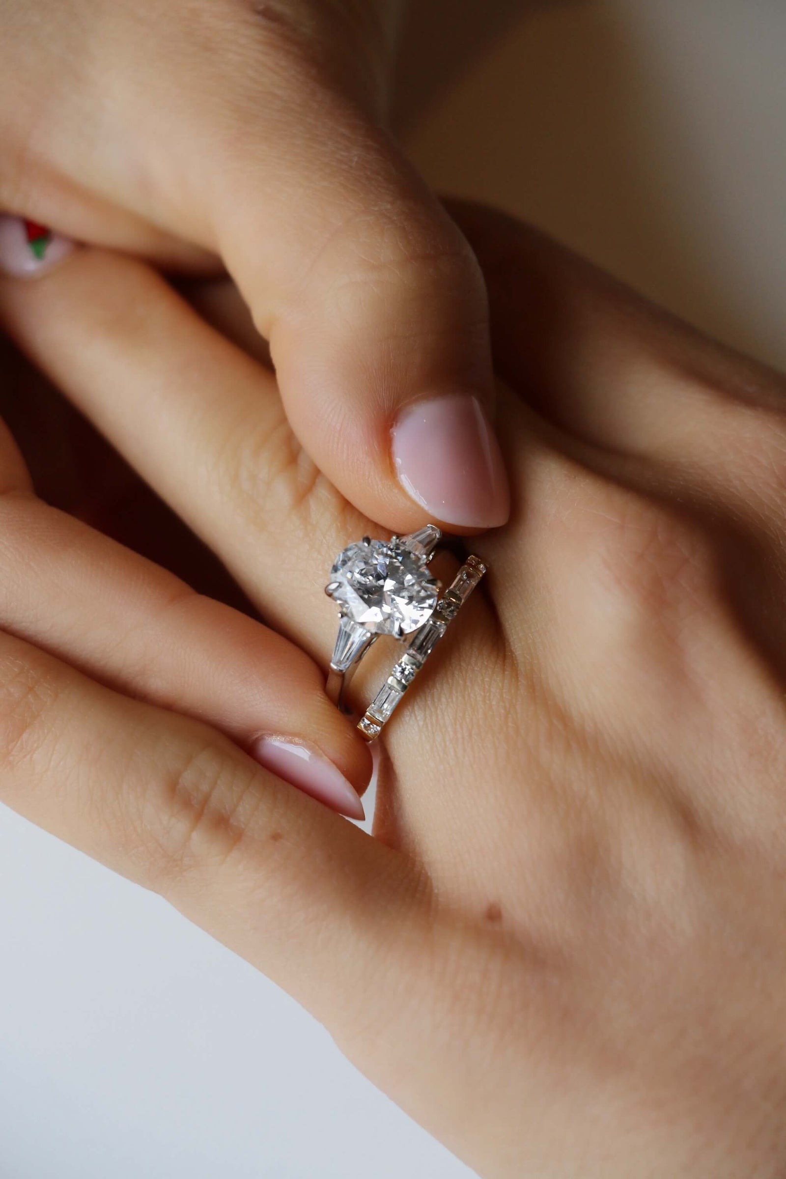 Engagement Ring Tapered Baguette Eternity Band Oval Diamond With