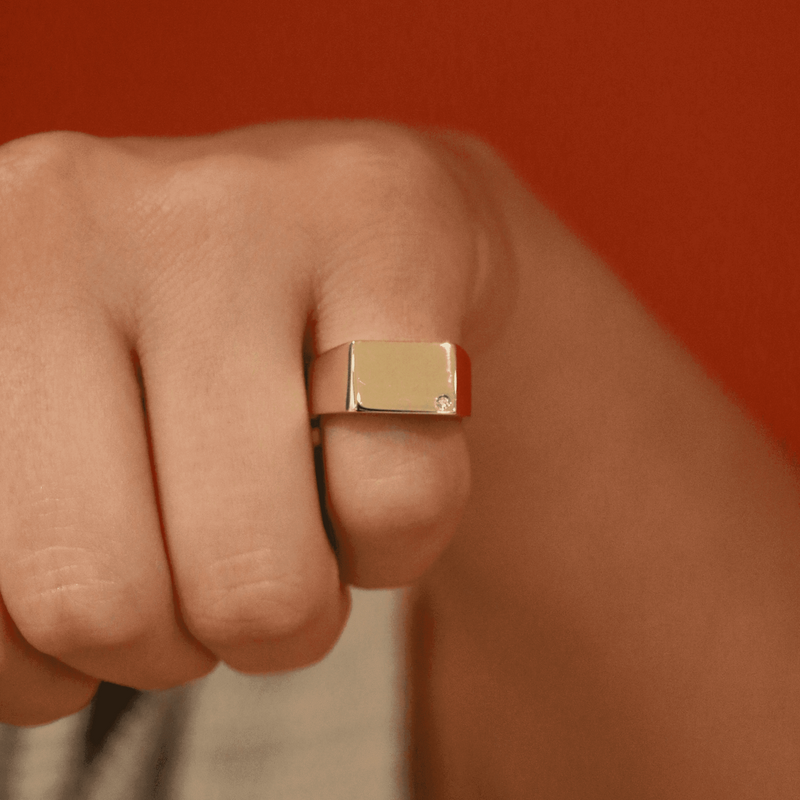 Men s Signet Diamond Accent Wedding Ring Lab Grown Deltora