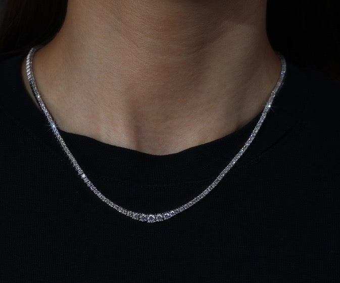 Graduated Diamond Tennis Necklace | Classic Style Four Prong