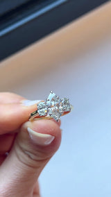 Marquise Lab Grown Diamond Engagement Ring with Oval side stones