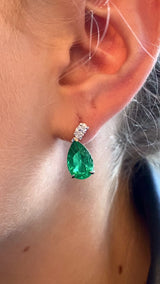 Emerald and Diamond Earrings | Pear & Oval