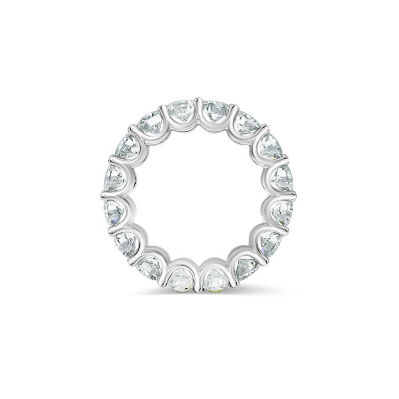 U-prong Round Cut Eternity Wedding Band with Sustainable Lab Diamonds. Sustainable Bridal Jewellery Deltora Diamonds.