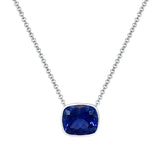 Deltora Diamonds One-Of-A-Kind Cushion Cut Royal Blue Sapphire Necklace