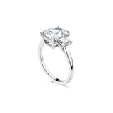 Radiant Cut with Trapezoid Side Stones Engagement Ring. Deltora Diamonds Sustainable Lab Diamond Bridal Jewellery.