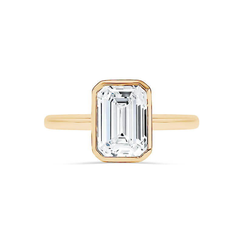 Deltora Diamonds Emerald Cut with Bezel Clutch Engagement Ring Setting 