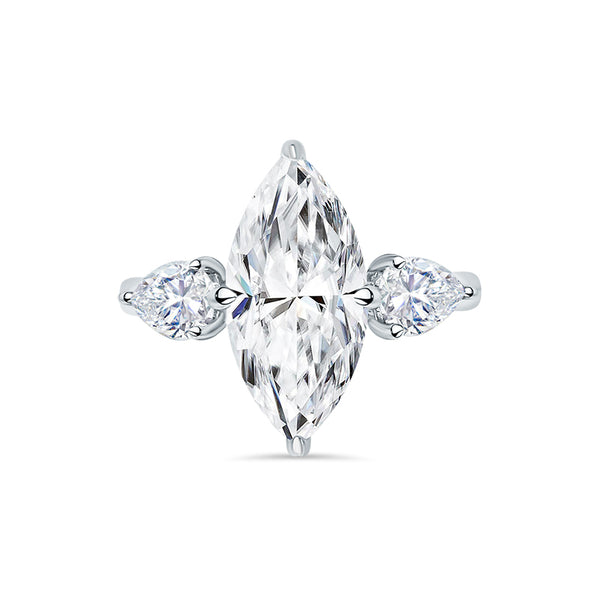Deltora Diamonds Marquise Cut with pear side stones engagement ring setting.
