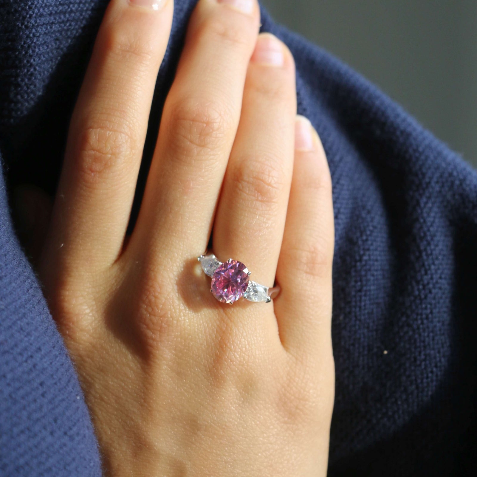 Pink Sapphire Engagement Ring Lab Grown Deltora Diamonds AU