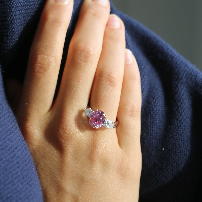 Pink Sapphire Engagement Ring Lab Grown Deltora Diamonds AU
