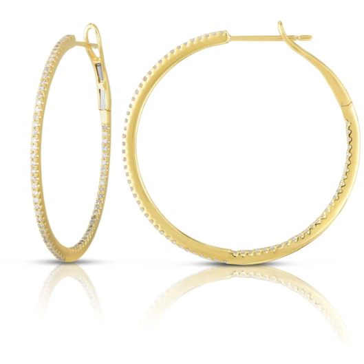 Thin Lab Grown Diamond Hoop Earrings