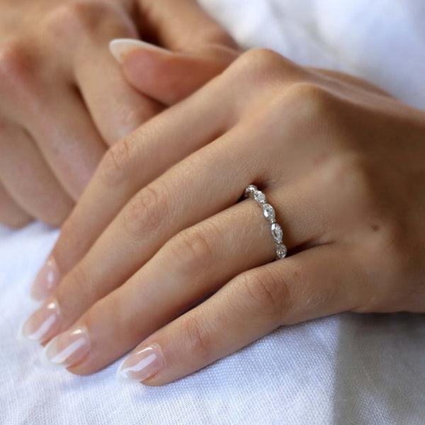Deltora Diamonds Marquise Diamond Wedding Ring with sustainable lab diamonds.