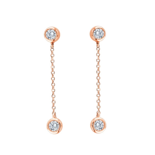 Diamond Drop Earrings Bezel Set