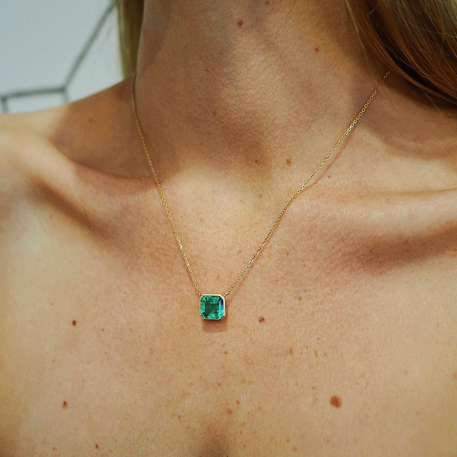 Bezel Set Emerald Necklace Lab Diamond Deltora Diamonds AU