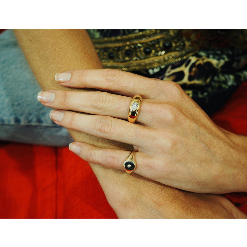 Star Lab Diamond Pinky Signet Ring 18k Gold Deltora Diamonds AU