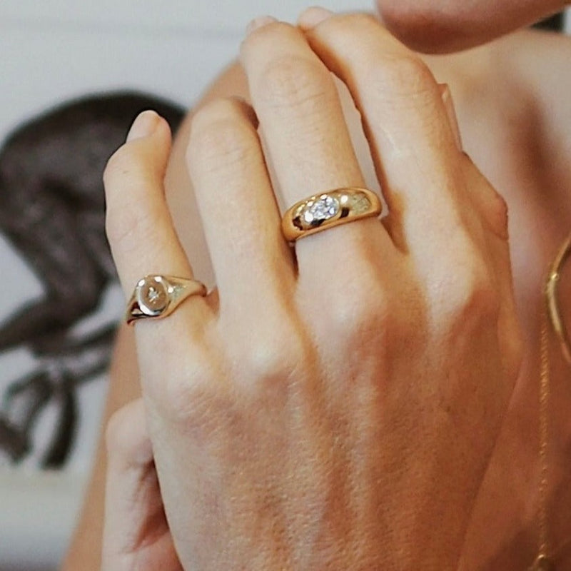 Star Lab Diamond Pinky Signet Ring 18k Gold Deltora Diamonds AU